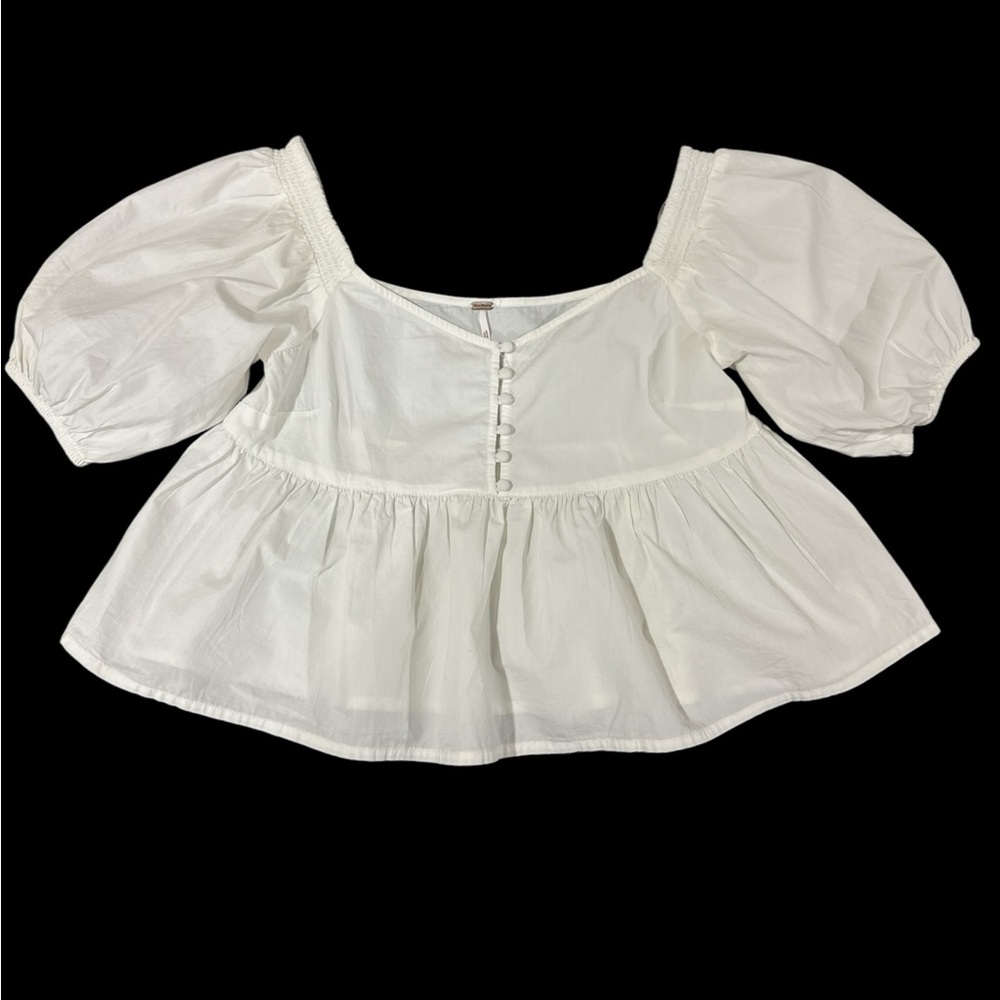 White Puff Sleeve Women's Top